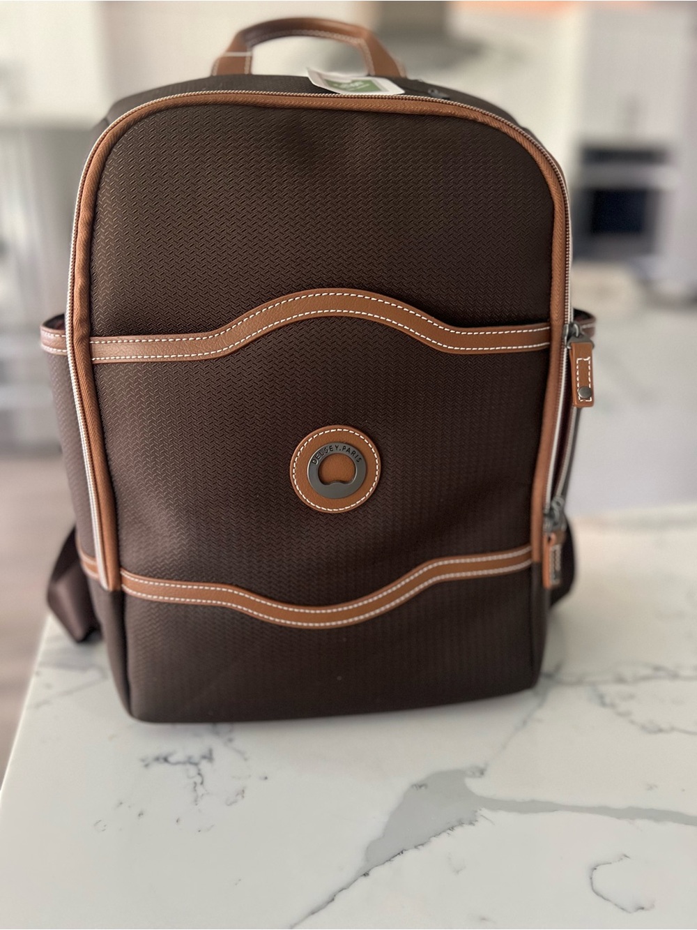 Delsey Paris Backpack with Tan Trim - Classic Travel Pack